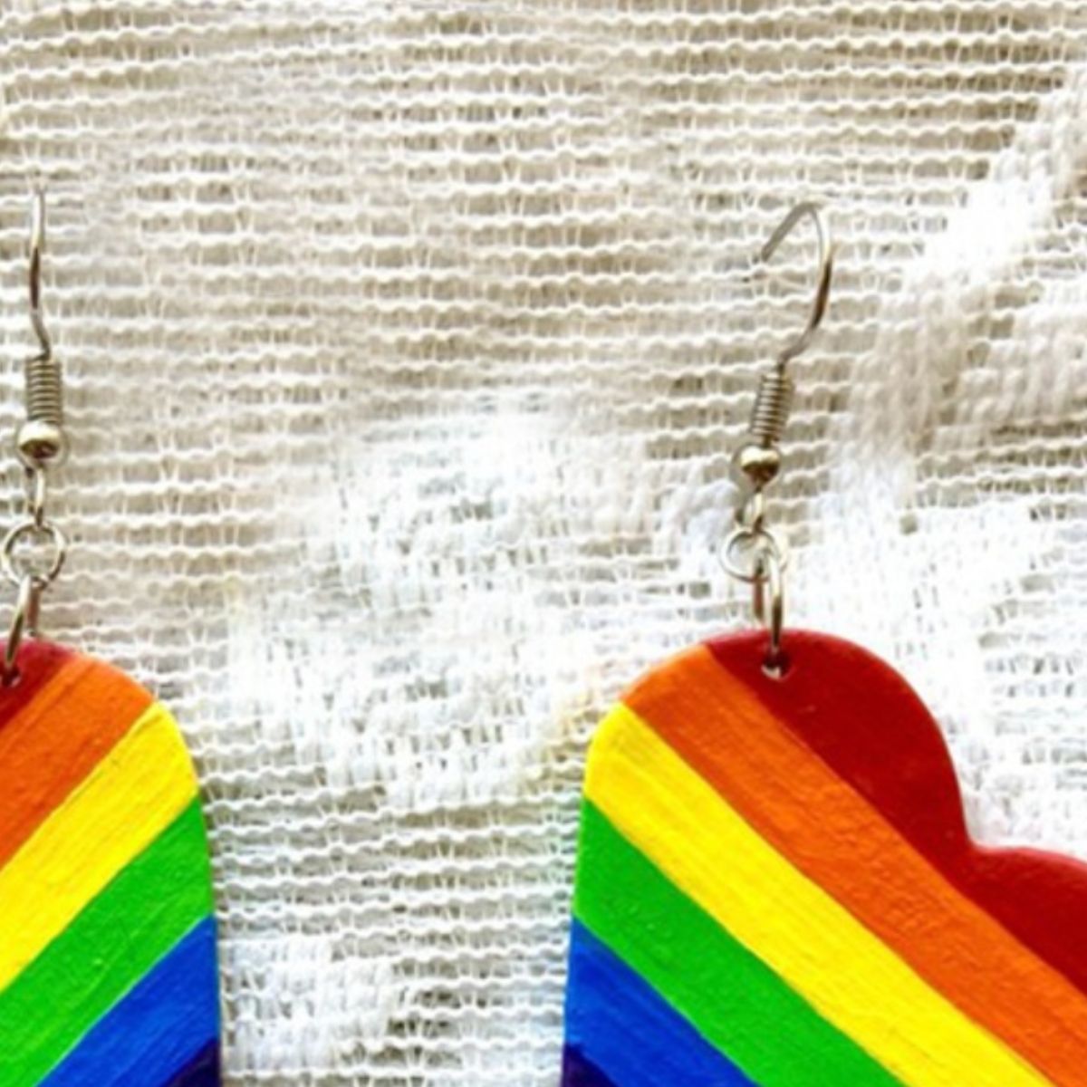 Leather Colorful Striped Heart Earrings Leather Colorful Striped Heart Earrings